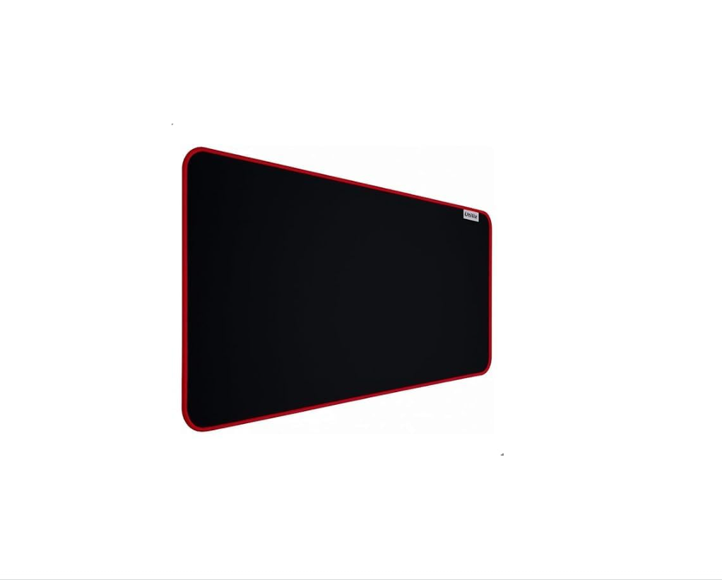 Mouse pad gamer grande 80 x 30 cm preto com borda vermelha